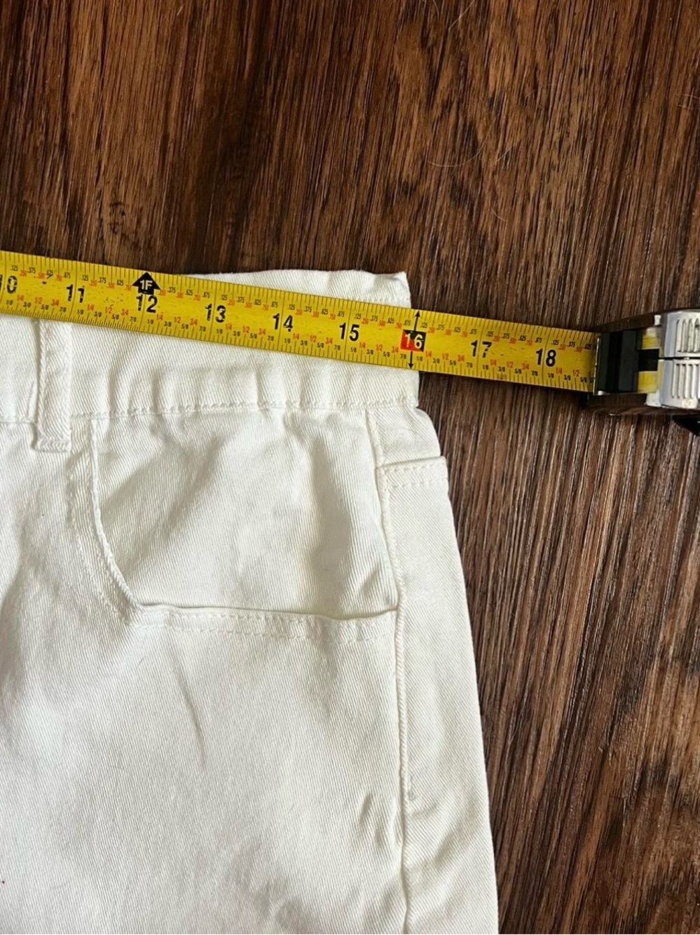 Women's White Denim Like Skirt with Front Button - Picture 3 of 4